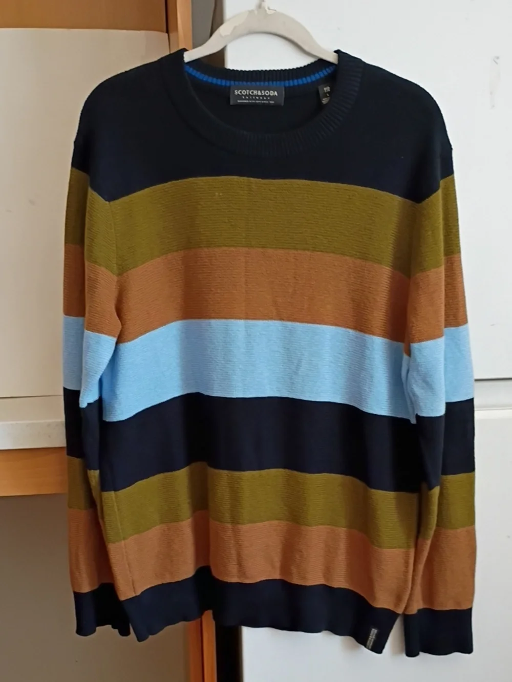 Scotch & Soda Cotton Rib Knit Striped Sweater Crew Neck Men sz L